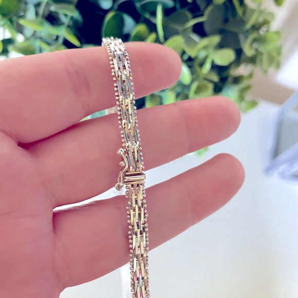 VINTAGE 80'S 925 STERLING SILVER 925 CHUNKY ITALY RICCO BLUE SAPPHIRE NECKLACE - Picture 8 of 10